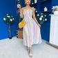 Kiley Bandeau Midi Dress Aztec Stripe Blue