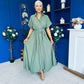 Raven Angel Sleeve Wrap Maxi Dress Khaki