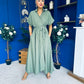 Raven Angel Sleeve Wrap Maxi Dress Khaki