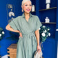 Raven Angel Sleeve Wrap Maxi Dress Khaki