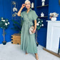 Raven Angel Sleeve Wrap Maxi Dress Khaki