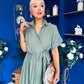 Raven Angel Sleeve Wrap Maxi Dress Khaki