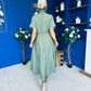 Raven Angel Sleeve Wrap Maxi Dress Khaki
