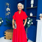 Raven Angel Sleeve Wrap Maxi Dress Red