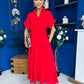Raven Angel Sleeve Wrap Maxi Dress Red