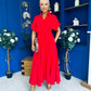 Raven Angel Sleeve Wrap Maxi Dress Red