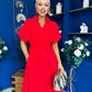 Raven Angel Sleeve Wrap Maxi Dress Red