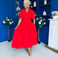 Raven Angel Sleeve Wrap Maxi Dress Red