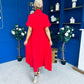 Raven Angel Sleeve Wrap Maxi Dress Red