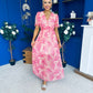 Sara Banded Midi Dress Floral Peach