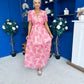Sara Banded Midi Dress Floral Peach