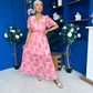 Sara Banded Midi Dress Floral Peach
