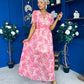 Sara Banded Midi Dress Floral Peach