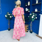 Sara Banded Midi Dress Floral Peach