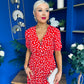 Gretta Split Leg Midi Dress Floral Red
