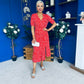 Gretta Split Leg Midi Dress Floral Red