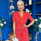 Gretta Split Leg Midi Dress Floral Red