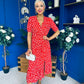 Gretta Split Leg Midi Dress Floral Red