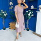 Gretta Split Leg Midi Dress Polka Taupe