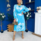 Mollie Banded Midi Dress Floral Sky