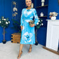 Mollie Banded Midi Dress Floral Sky