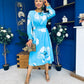 Mollie Banded Midi Dress Floral Sky