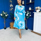 Mollie Banded Midi Dress Floral Sky