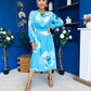 Mollie Banded Midi Dress Floral Sky