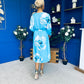Mollie Banded Midi Dress Floral Sky