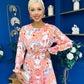 Mollie Banded Midi Dress Paisley Peach