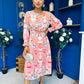 Mollie Banded Midi Dress Paisley Peach