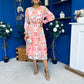 Mollie Banded Midi Dress Paisley Peach
