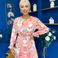 Mollie Banded Midi Dress Paisley Peach