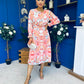 Mollie Banded Midi Dress Paisley Peach