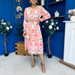 Mollie Banded Midi Dress Paisley Peach