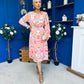 Mollie Banded Midi Dress Paisley Peach