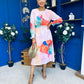 Mollie Banded Midi Dress Floral Pink