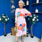 Mollie Banded Midi Dress Floral Pink