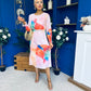 Mollie Banded Midi Dress Floral Pink