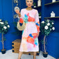 Mollie Banded Midi Dress Floral Pink