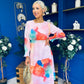 Mollie Banded Midi Dress Floral Pink