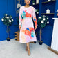Mollie Banded Midi Dress Floral Pink