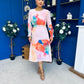 Mollie Banded Midi Dress Floral Pink