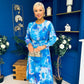 Mollie Banded Midi Dress Floral Blue