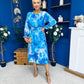Mollie Banded Midi Dress Floral Blue