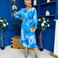 Mollie Banded Midi Dress Floral Blue