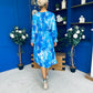Mollie Banded Midi Dress Floral Blue