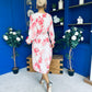Mollie Banded Midi Dress Floral Cream