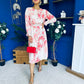 Mollie Banded Midi Dress Floral Cream