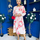 Mollie Banded Midi Dress Floral Cream
